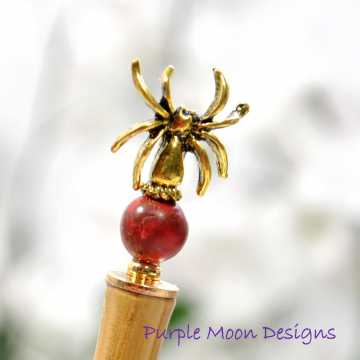 Spider Hair Stick, Short Japanese Hair Pick - "Come Closer"