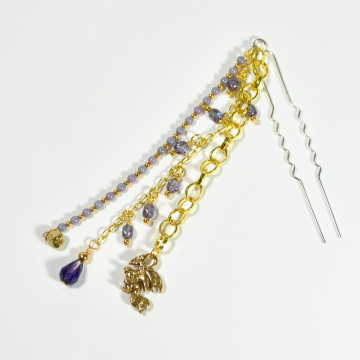 Dragon Hair Clip, 4 inch Geisha Hair Dangle with Your Choice of Snap Comb or U Pin
