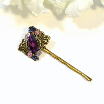 Purple Bobby Pin, Butterfly Hair Clip, Purple Wedding Hair Pins, Handmade Hair Accessories, Hair Slide, Small Barrette