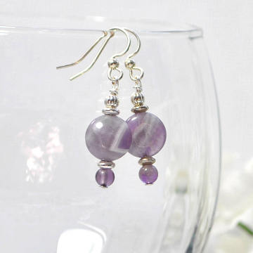 Purple Earrings, Dangle Earrings, Purple Silver Dangles, Small Dangle Earring, Gemstone Earrings, Your Choice Leverback or Sterling Silver