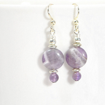Purple Earrings, Dangle Earrings, Purple Silver Dangles, Small Dangle Earring, Gemstone Earrings, Your Choice Leverback or Sterling Silver