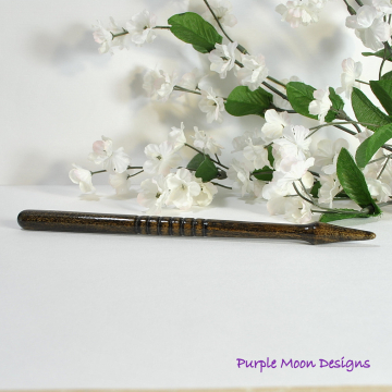 Dark Oak Hair Stick, 7 1/2 inch Handcrafted Wood Bun Pin - L25