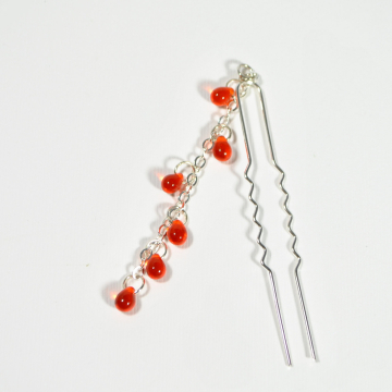 Orange Geisha Hair Chain, 3 inch Pirate Hair Charm with Your Choice of Snap Comb or U Pin