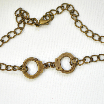 Cuff Anklet, Handcuff Anklet, Charm Ankle Bracelet, Handcuff Jewelry, Bronze Ankle Bracelet, Chain Anklet