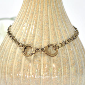 Cuff Anklet, Handcuff Anklet, Charm Ankle Bracelet, Handcuff Jewelry, Bronze Ankle Bracelet, Chain Anklet