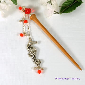 Seahorse Hair Stick, 4 inch Geisha Charm Hair Chopstick - "Promise"