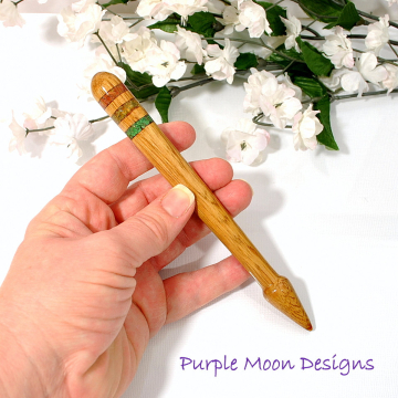 Gemstone Inlay Hairstick, 6 inch Handcrafted Hair Stick