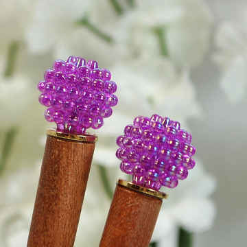 Pair of Purple Hair Sticks, Short Handmade Hairpins - "Rhya"
