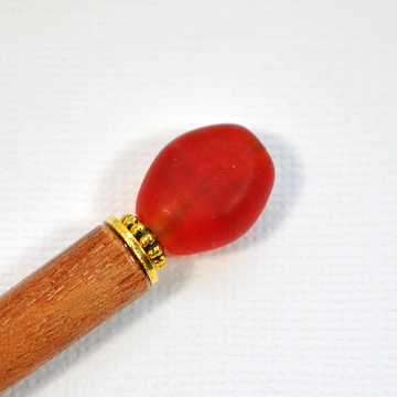 Simple Red Hair Stick, Minimalist Hair Pin - "Baela"
