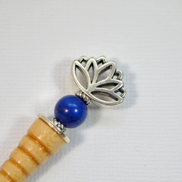 Blue Lotus Flower Hair Stick, Small Handcrafted Hair Pick - "Divine"
