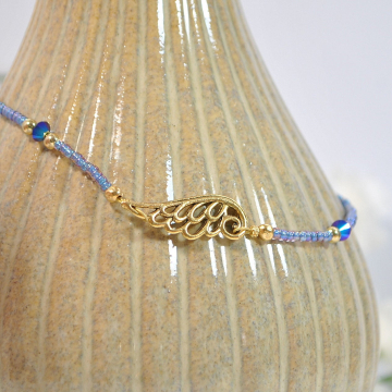 Angel Wing Anklet, 10 inch Angel Charm Ankle Bracelet