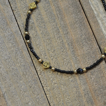 Black Celtic Anklet, 10 inch Black Celtic Ankle Bracelet