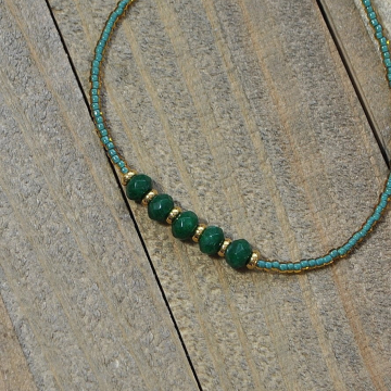 Green Gemstone Anklet, 9.5 inch Handmade Ankle Bracelet