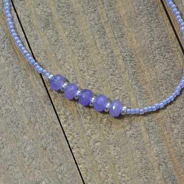 Lavender Gemstone Anklet, 9.75 inch Handmade Ankle Bracelet