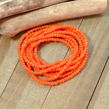 Orange Beaded Wrap Bracelet, 10 Wrap Stretch Bracelet