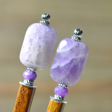 Purple Amethyst Hair Sticks, Pair of Hair Chopsticks - "Endless Skies"