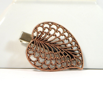Copper Leaf Hair Clip, Woodland Leaf Barrette