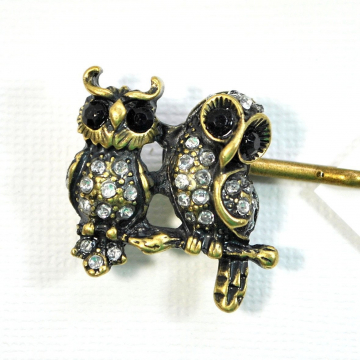 Bronze Owl Bobby Pin, Woodland Barrette Hair Slide