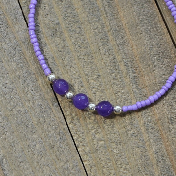 SOLD - Lavender Gemstone Anklet, 9.75 inch Handmade Ankle Bracelet
