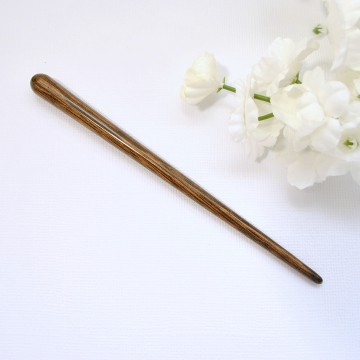 Dark Oak Hand-Carved Wooden Hair Stick, 5 3/4 inch Wood Hair Pin (M7)
