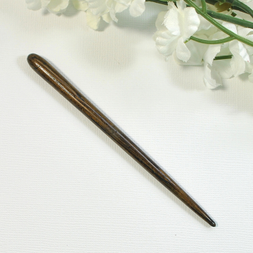Dark Oak Hand-Carved Wooden Hair Stick, 5 3/4 inch Wood Hair Pin (M7)